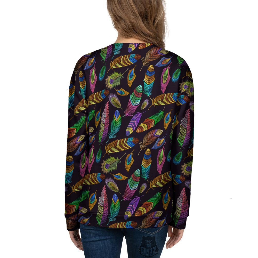 Feather Native Print Pattern Women's Sweatshirt-grizzshop