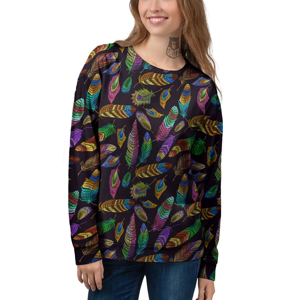 Feather Native Print Pattern Women's Sweatshirt-grizzshop