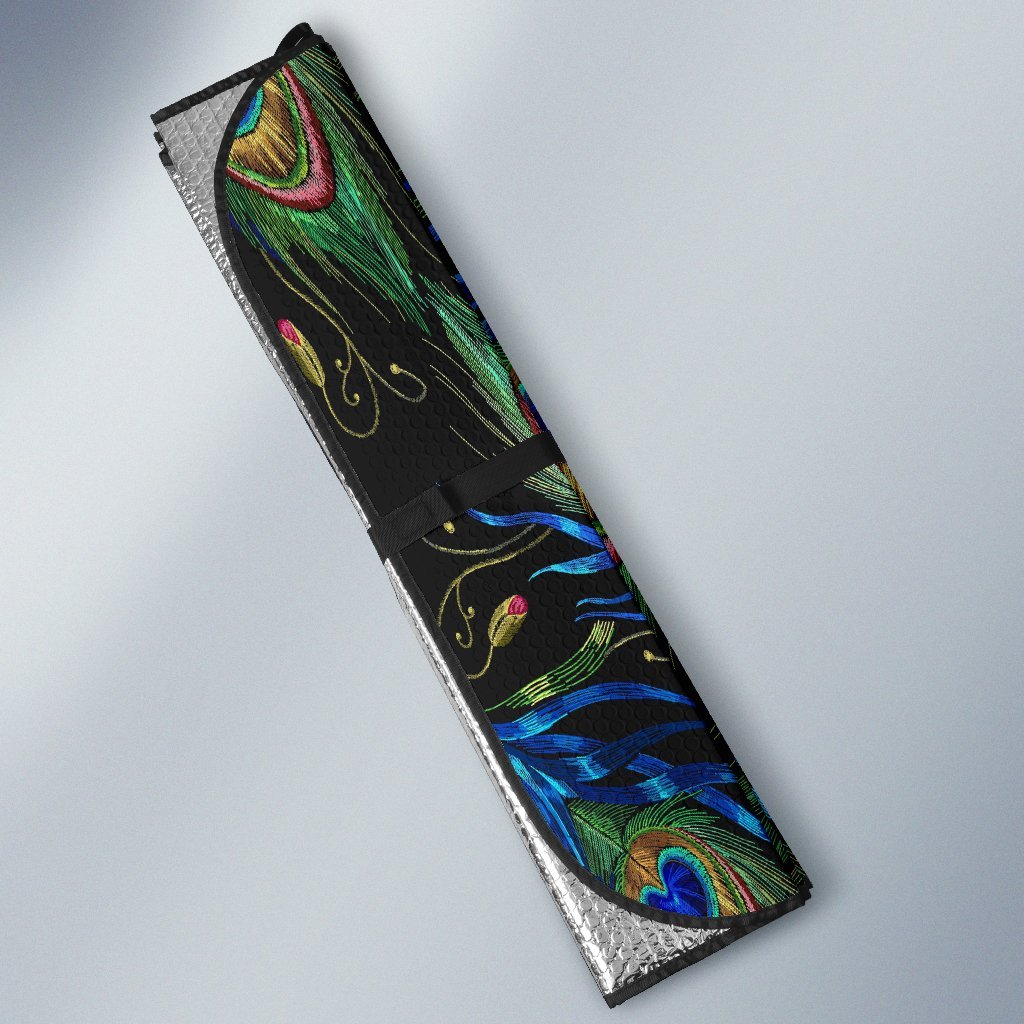 Feather Peacock Pattern Print Car Sun Shade-grizzshop