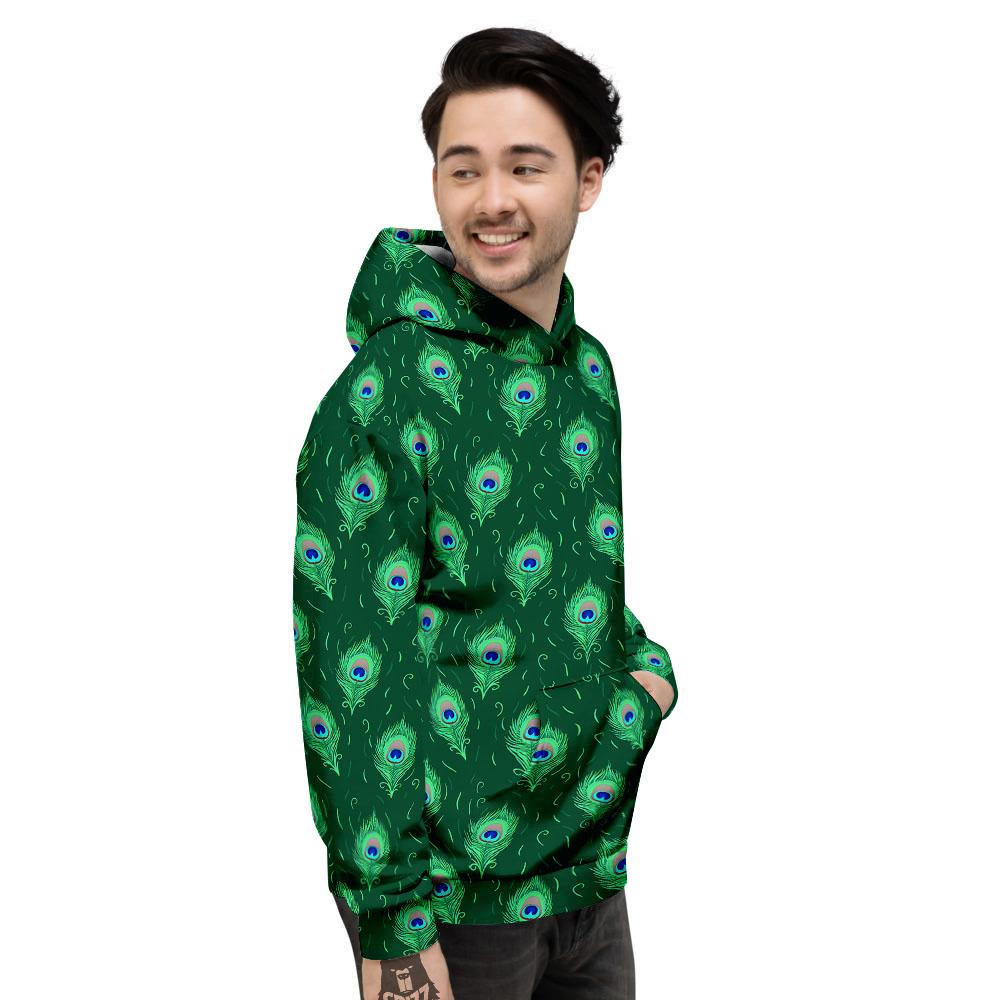 Feather Peacock Print Pattern Men's Hoodie-grizzshop