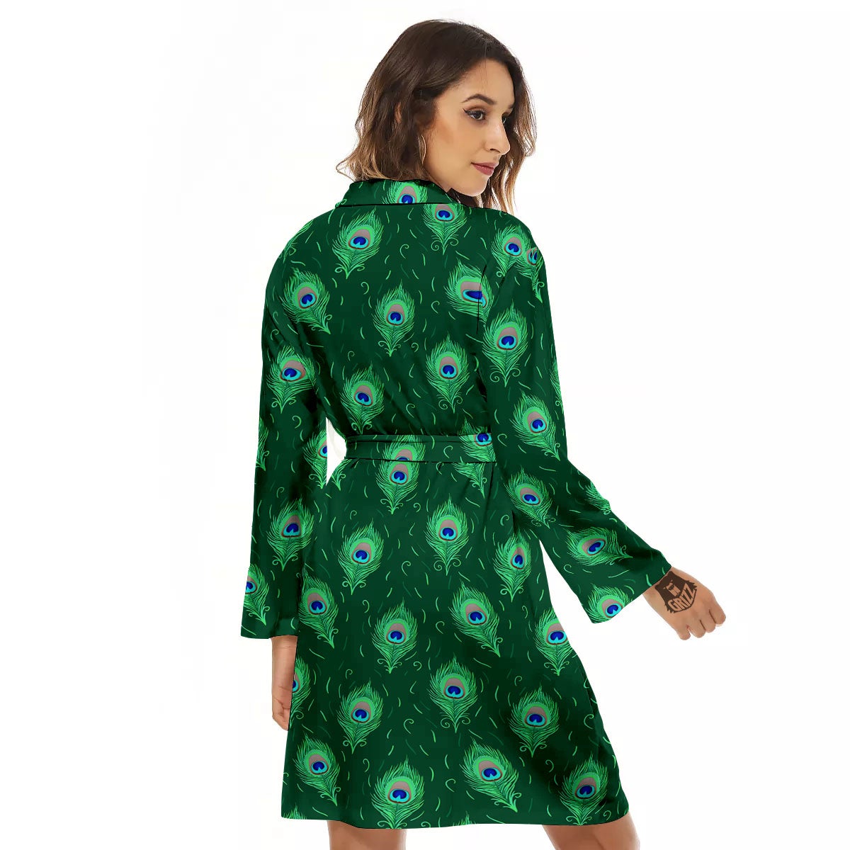 Feather Peacock Print Pattern Women's Robe-grizzshop