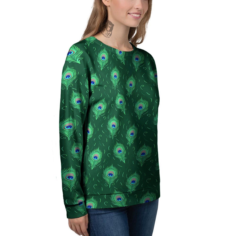 Feather Peacock Print Pattern Women's Sweatshirt-grizzshop