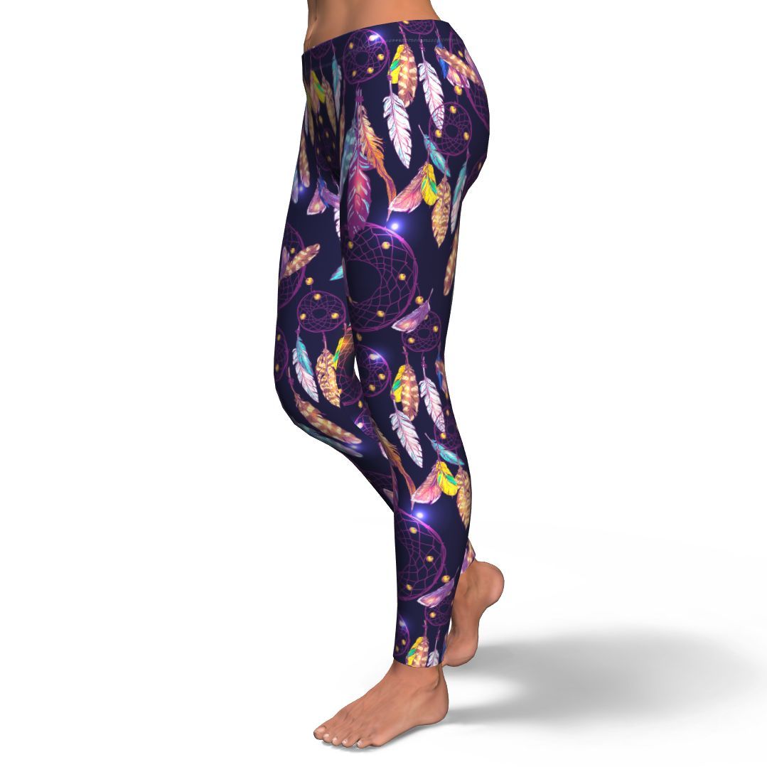 Feather Dream Catcher Vintage Pattern Print Pattern Women Leggings-grizzshop