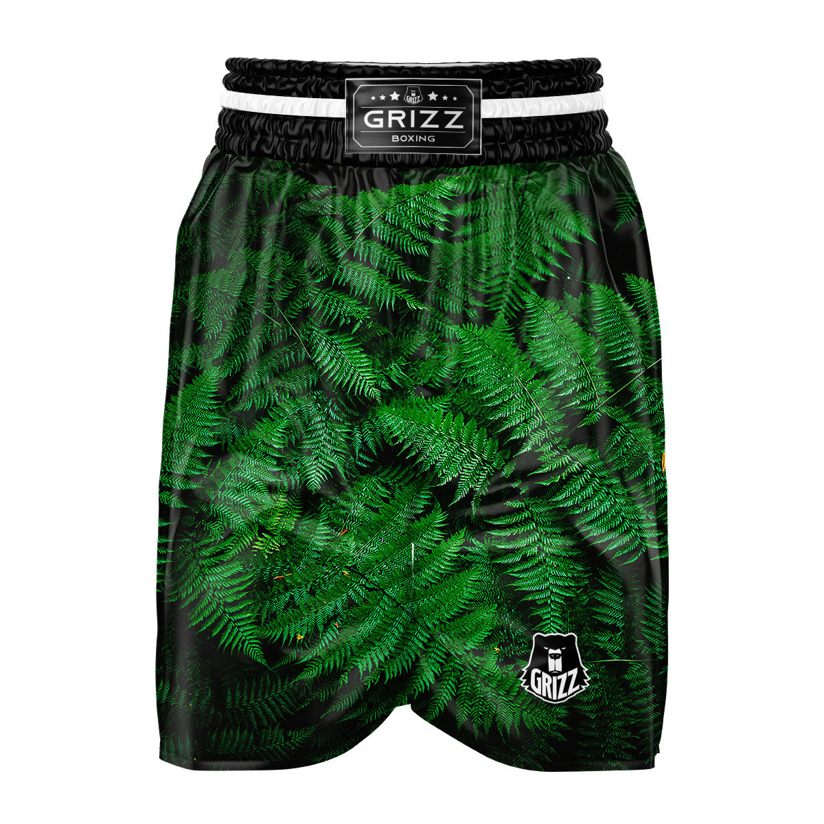 Fern Leaf Green Print Boxing Shorts-grizzshop