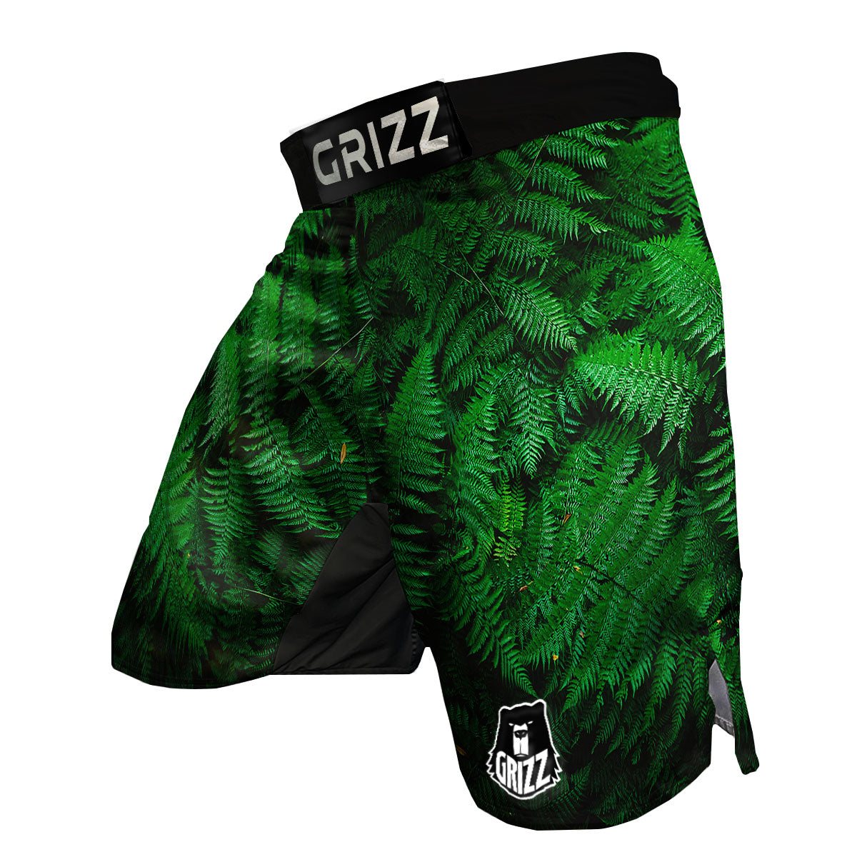 Fern Leaf Green Print MMA Shorts-grizzshop