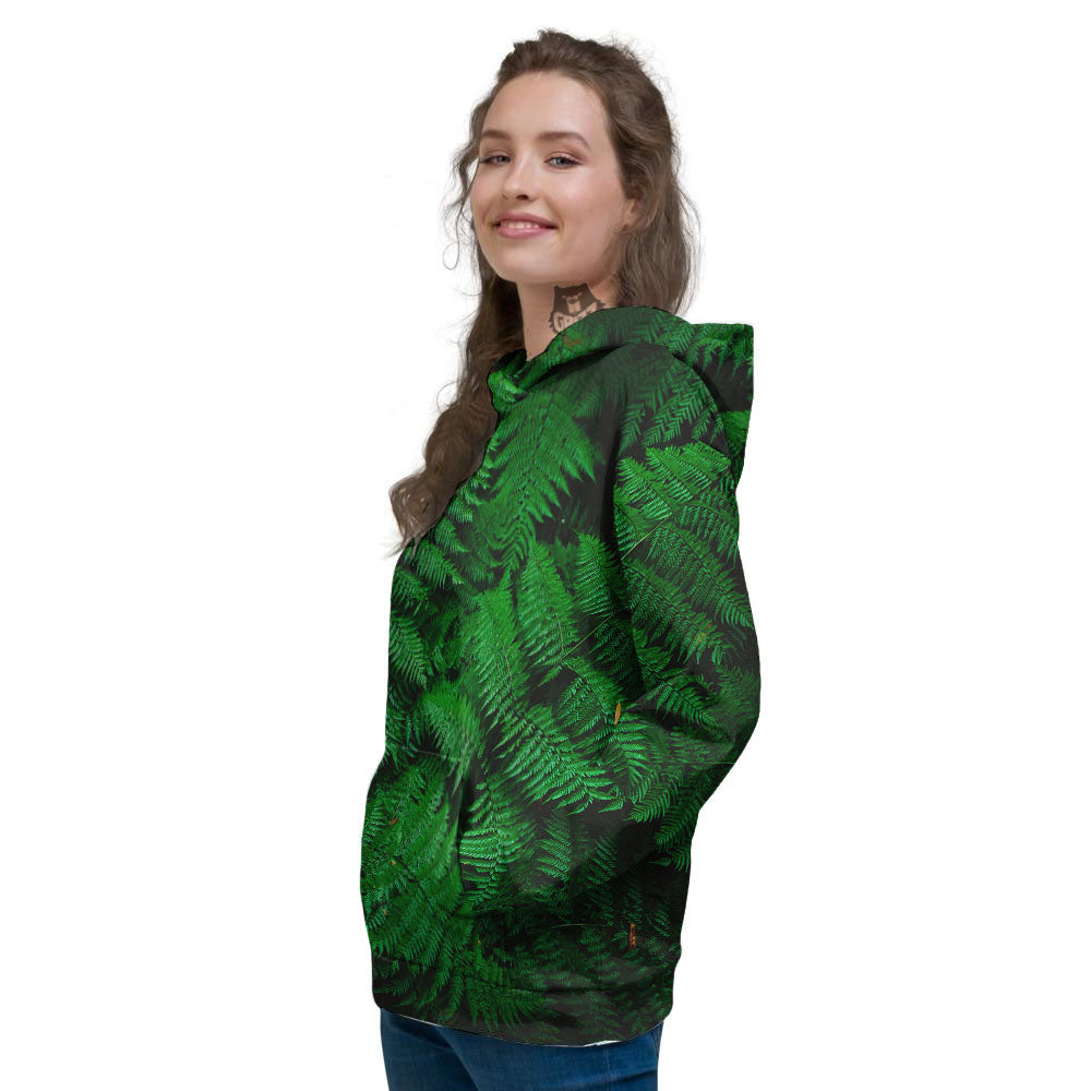 Fern Leaf Green Print Women's Hoodie-grizzshop