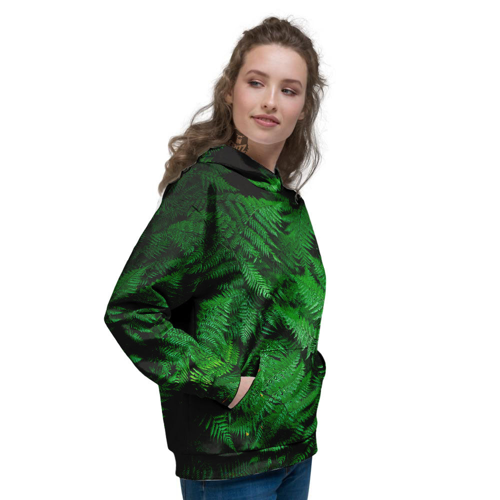 Fern Leaf Green Print Women's Hoodie-grizzshop