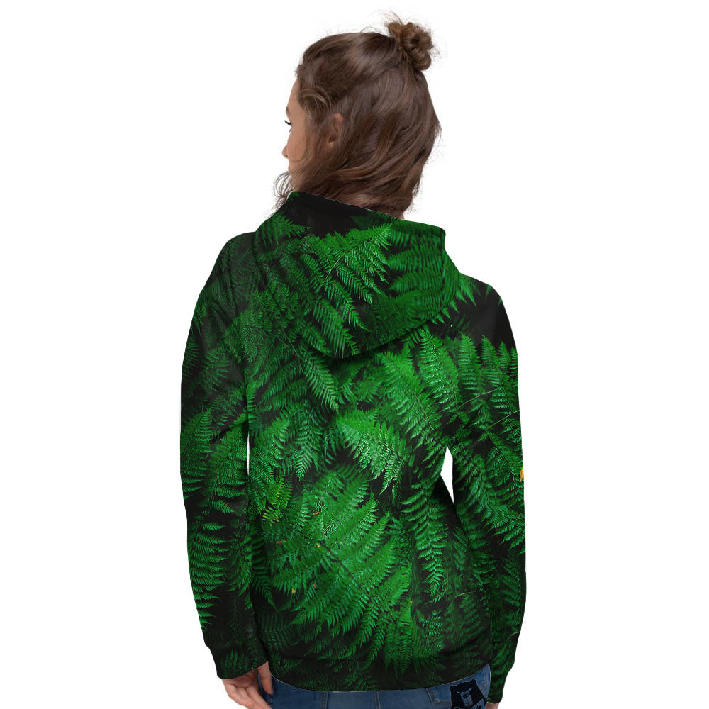 Fern Leaf Green Print Women's Hoodie-grizzshop