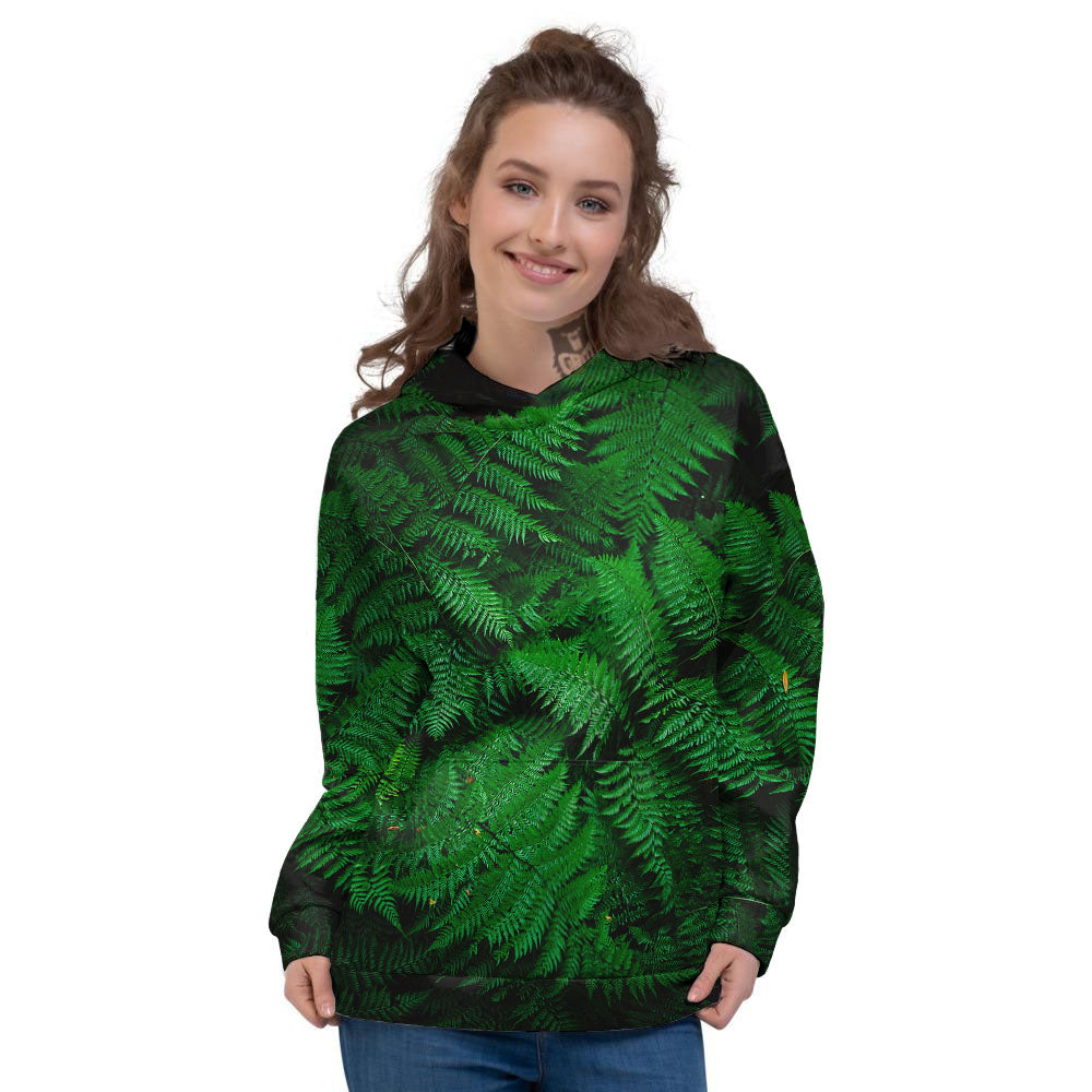 Fern Leaf Green Print Women's Hoodie-grizzshop