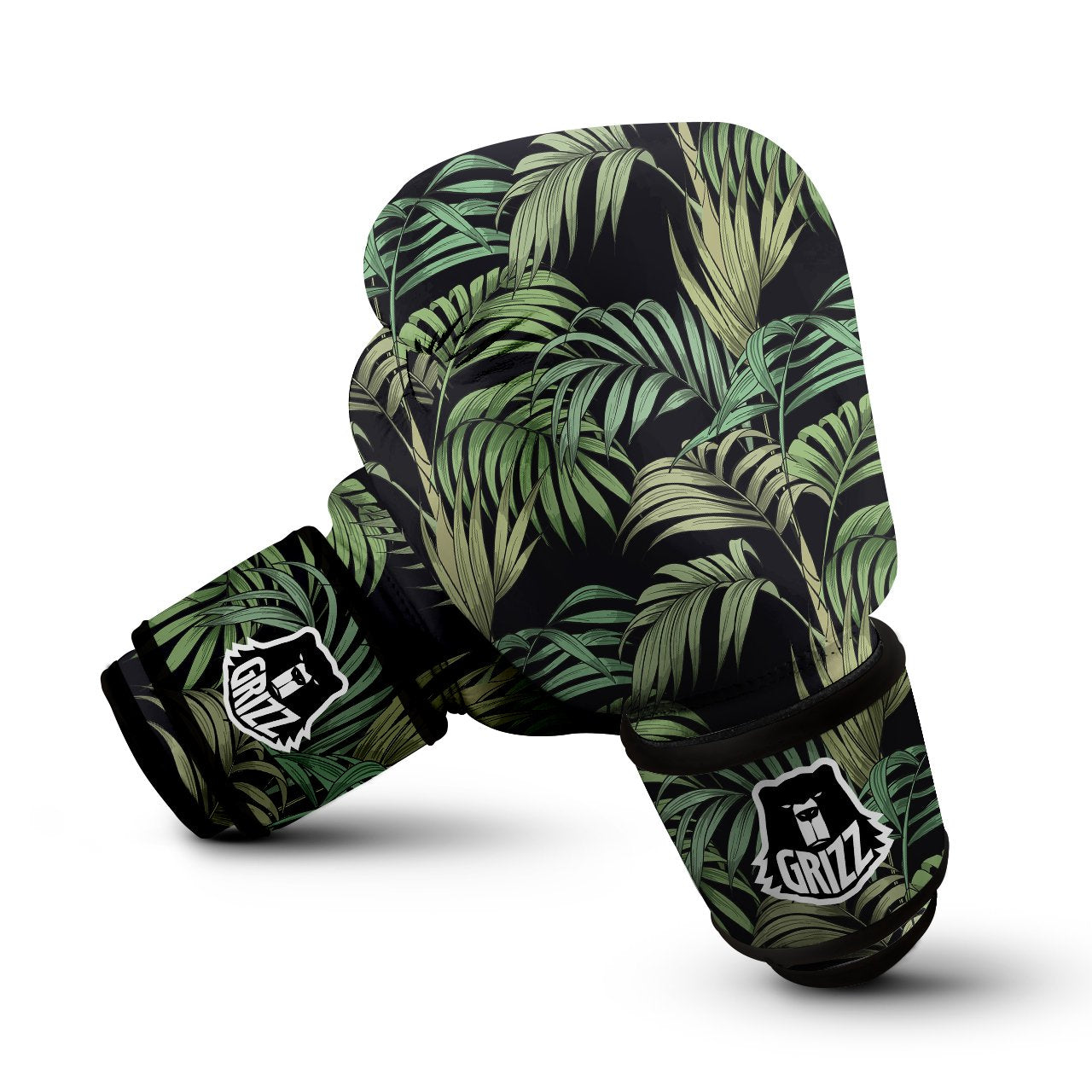 Fern Leaf Tropical Print Pattern Boxing Gloves-grizzshop