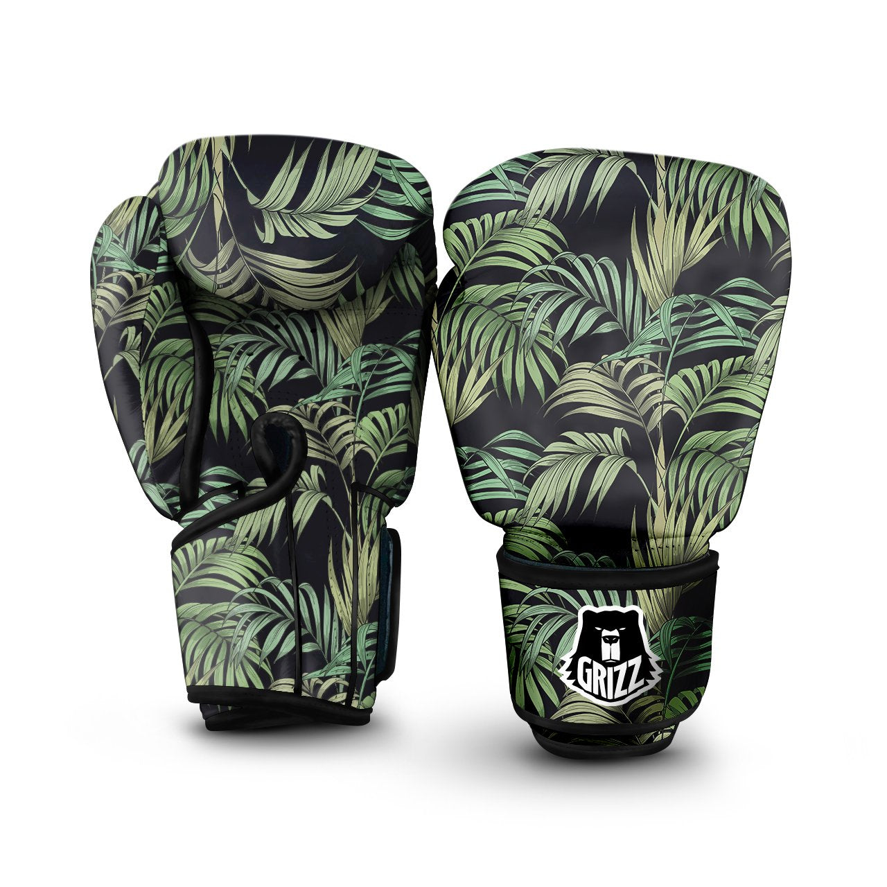 Fern Leaf Tropical Print Pattern Boxing Gloves-grizzshop