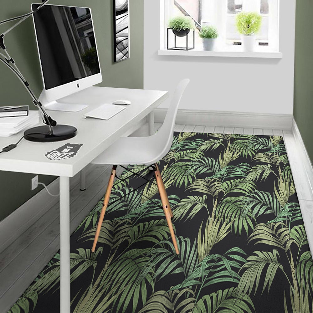 Fern Leaf Tropical Print Pattern Floor Mat-grizzshop