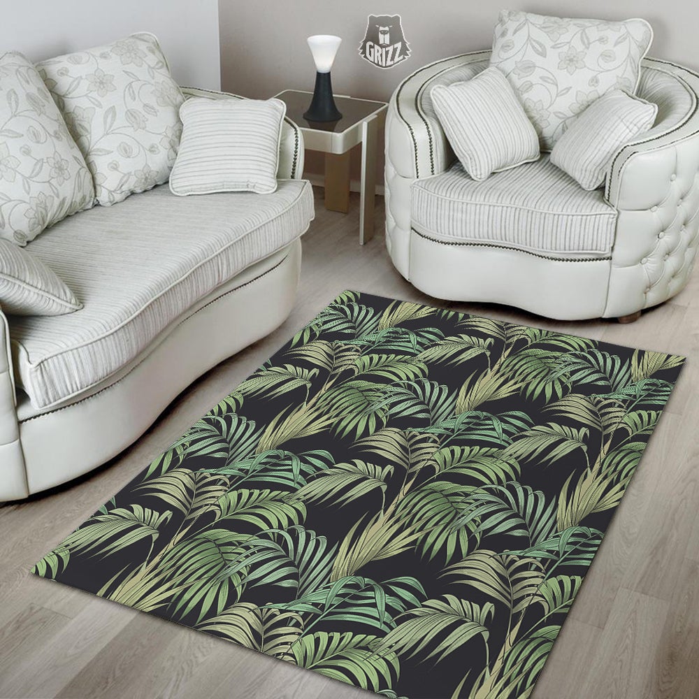 Fern Leaf Tropical Print Pattern Floor Mat-grizzshop
