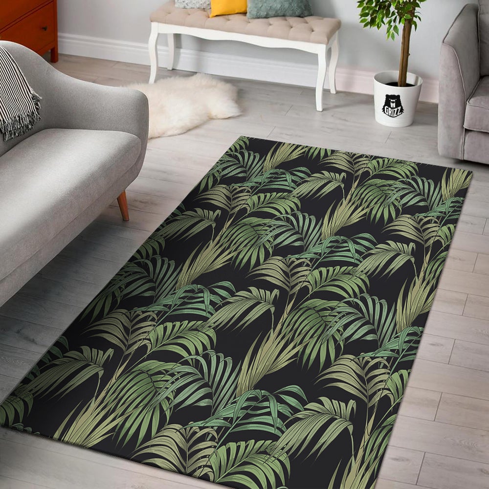 Fern Leaf Tropical Print Pattern Floor Mat-grizzshop