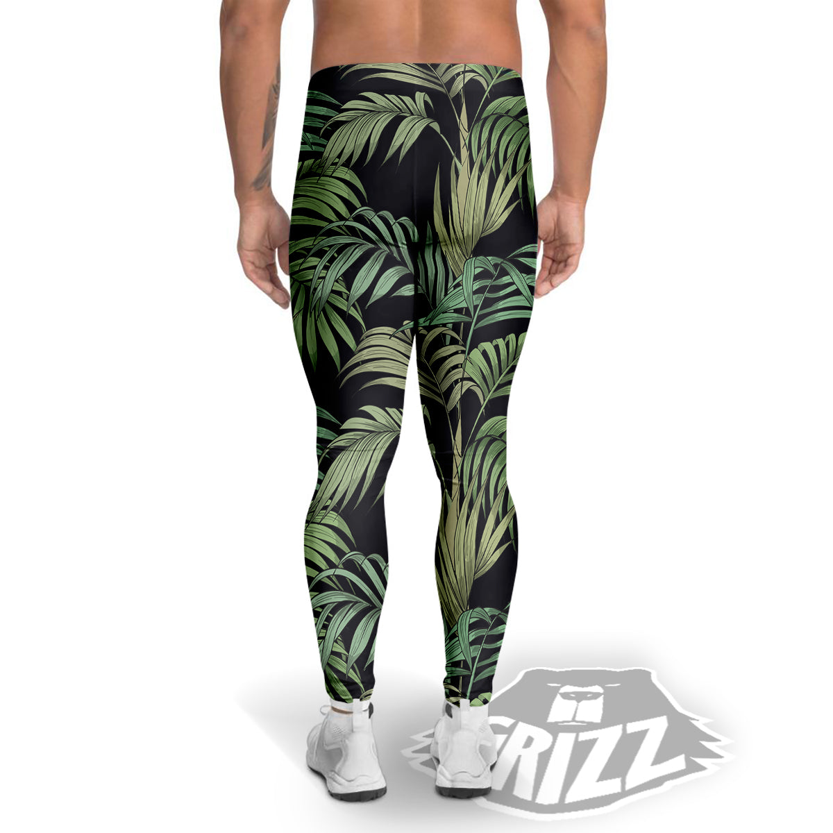 Fern Leaf Tropical Print Pattern Men's Leggings-grizzshop