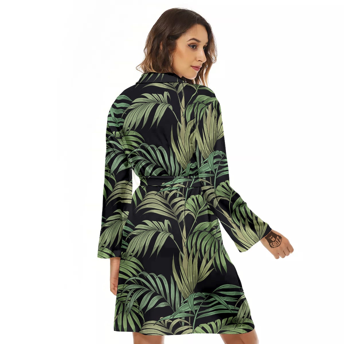 Fern Leaf Tropical Print Pattern Women's Robe-grizzshop
