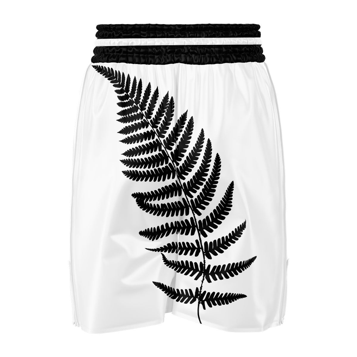 Fern Leaf White And Black Print Boxing Shorts-grizzshop