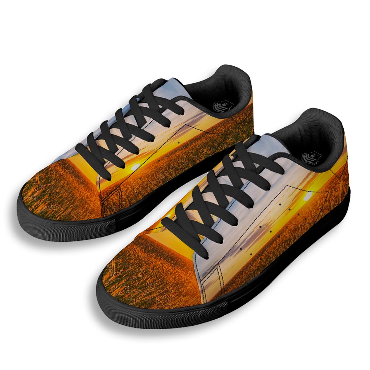 Field Sunrise Print Black Low Top Sneakers-grizzshop
