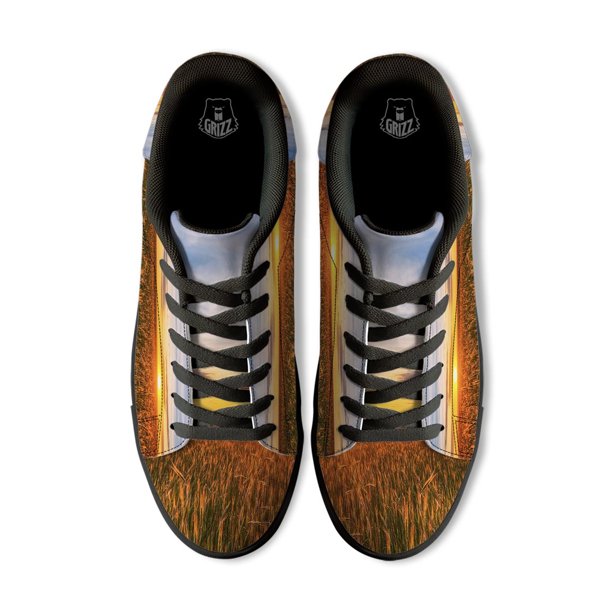 Field Sunrise Print Black Low Top Sneakers-grizzshop