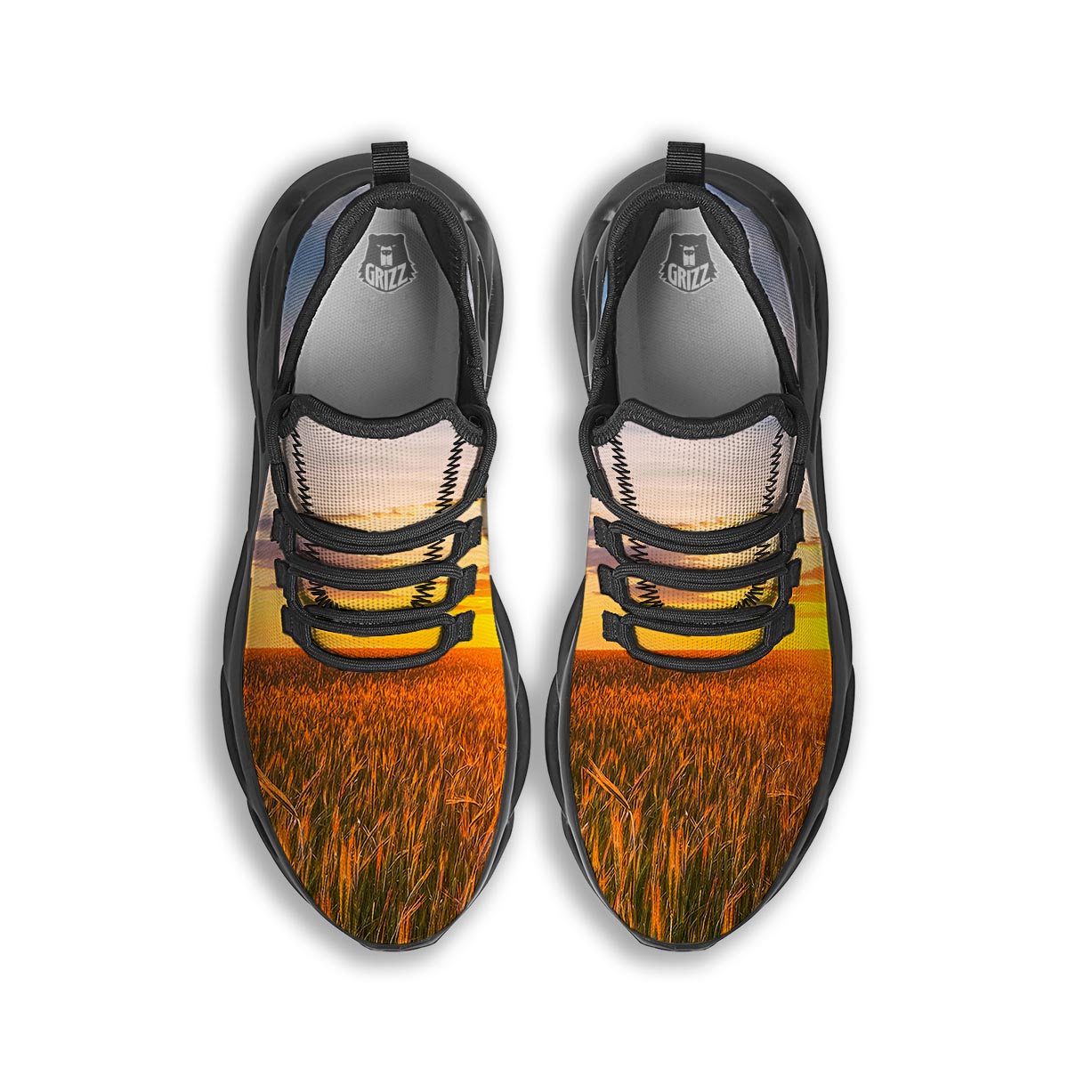 Field Sunrise Print Black Running Shoes-grizzshop