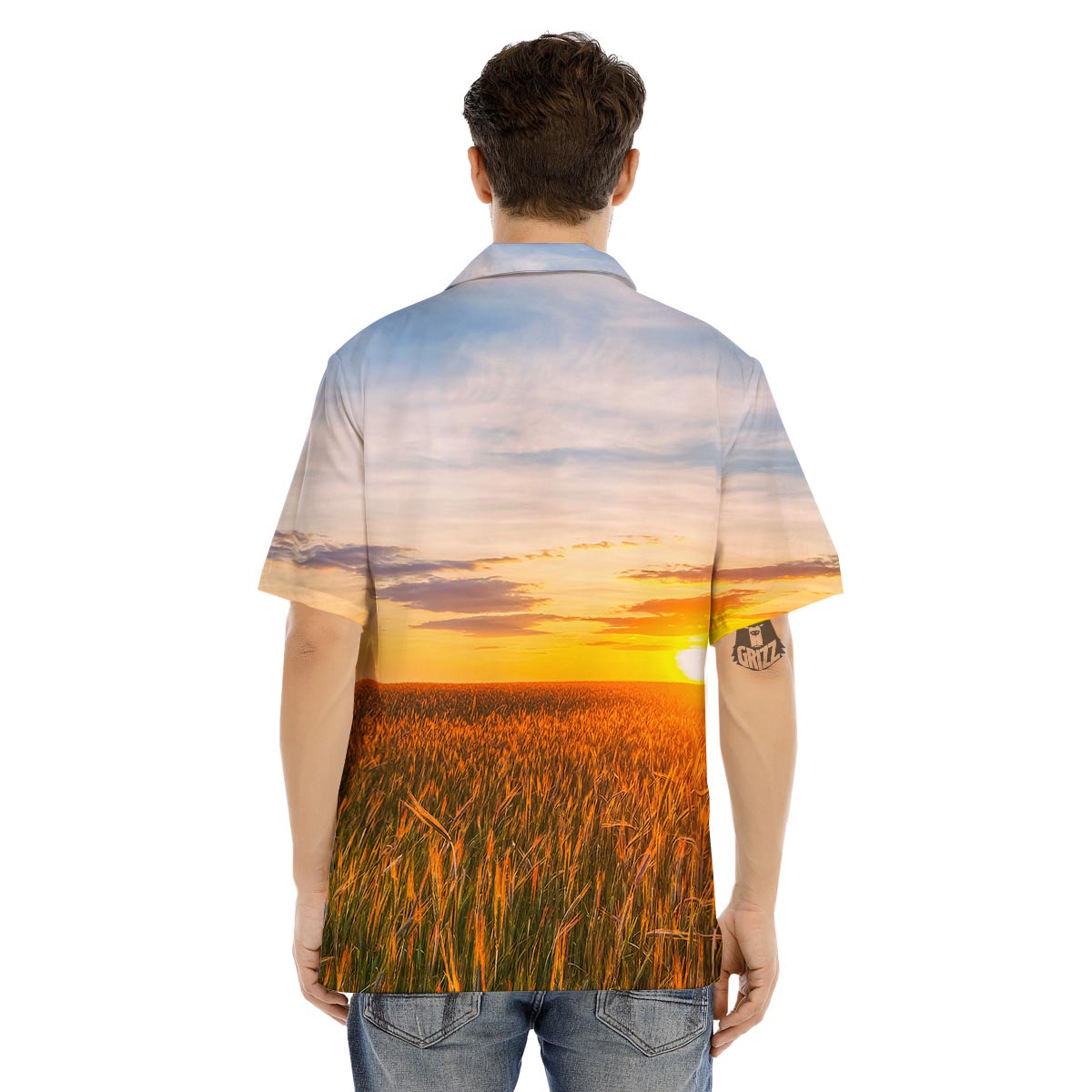 Field Sunrise Print Men's Hawaiian Shirt-grizzshop