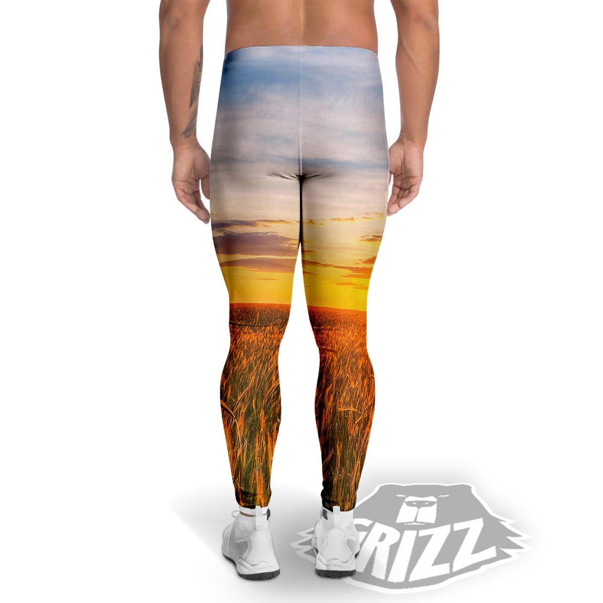 Field Sunrise Print Men's Leggings-grizzshop