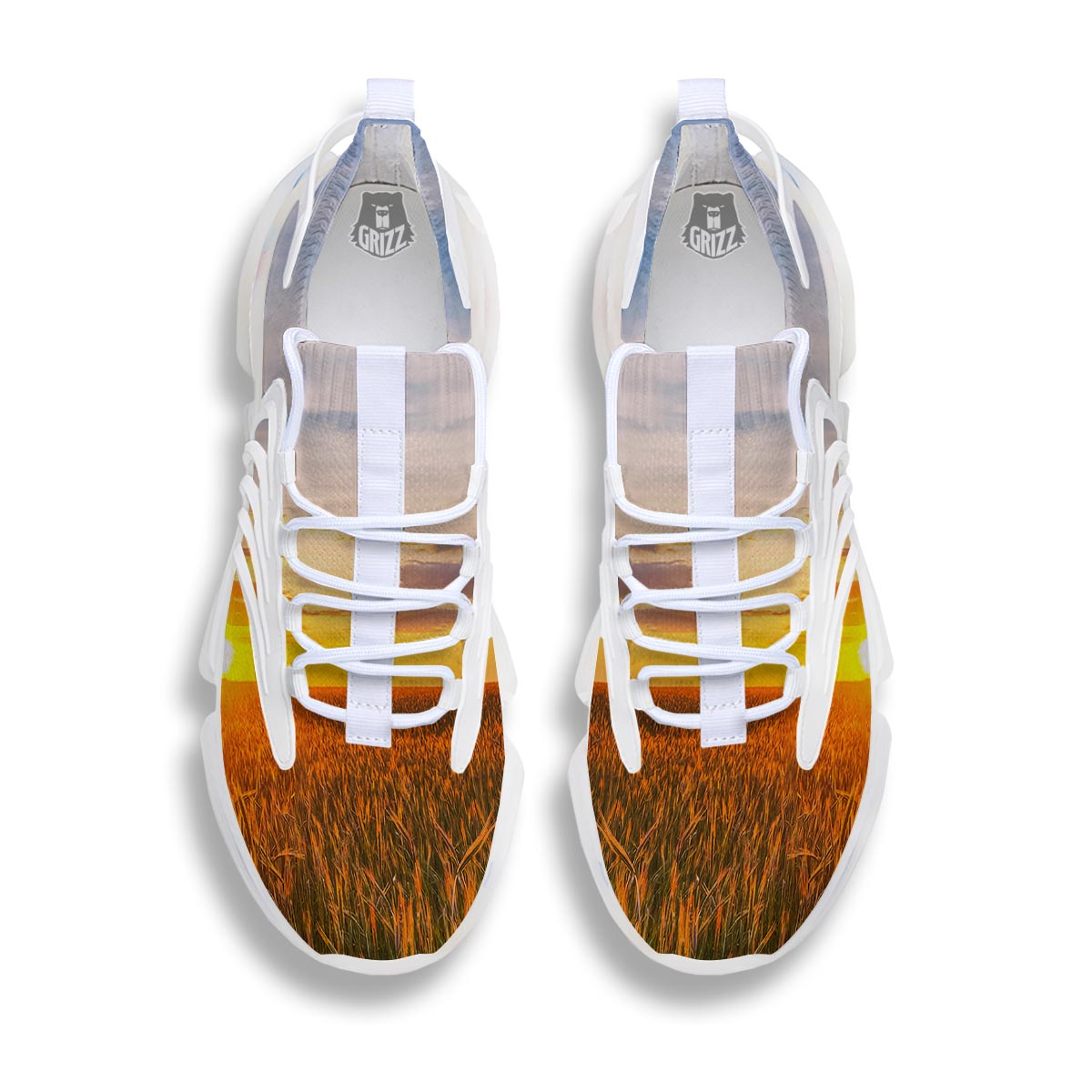 Field Sunrise Print White Gym Shoes-grizzshop