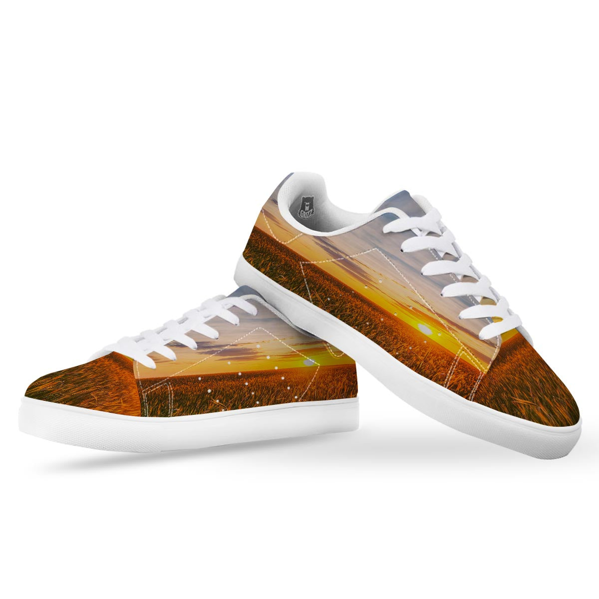 Field Sunrise Print White Low Top Sneakers-grizzshop