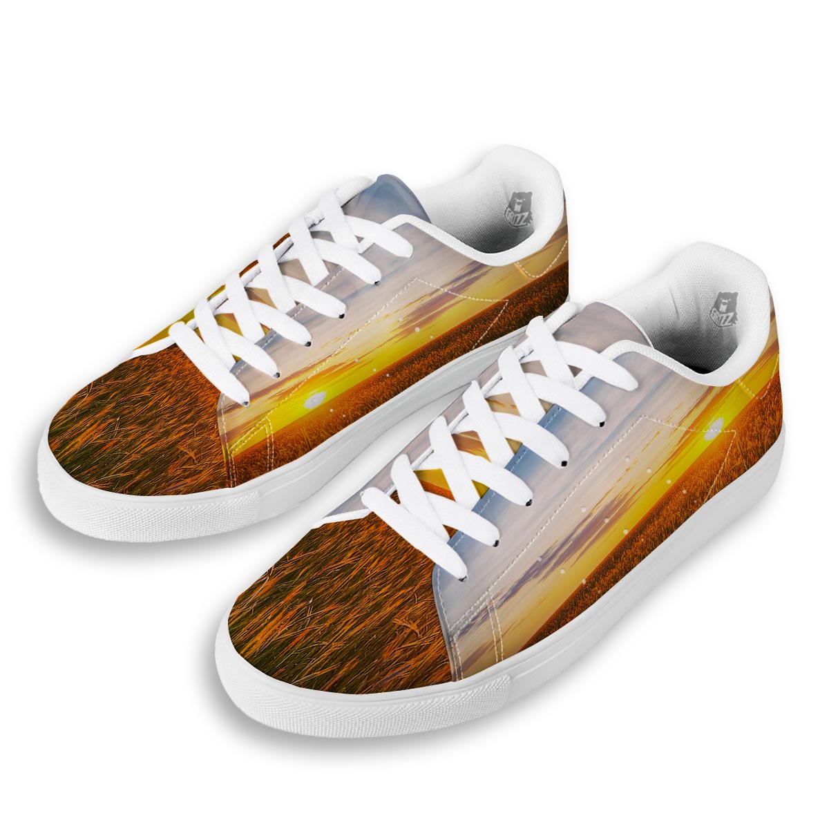 Field Sunrise Print White Low Top Sneakers-grizzshop