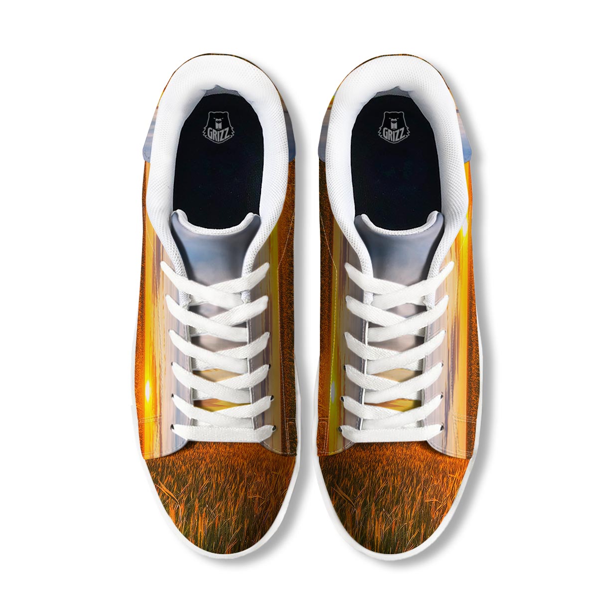 Field Sunrise Print White Low Top Sneakers-grizzshop