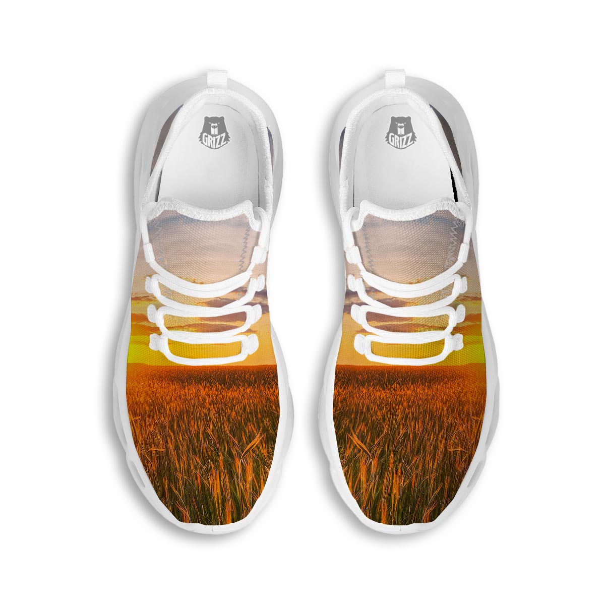 Field Sunrise Print White Running Shoes-grizzshop