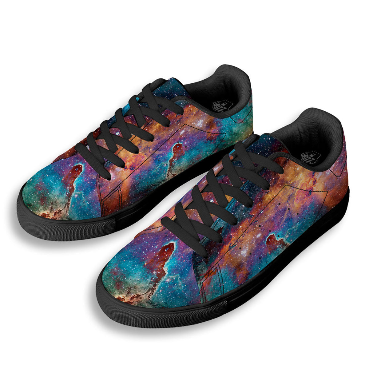 Fiery Universe Nebula Galaxy Space Print Black Low Top Sneakers-grizzshop