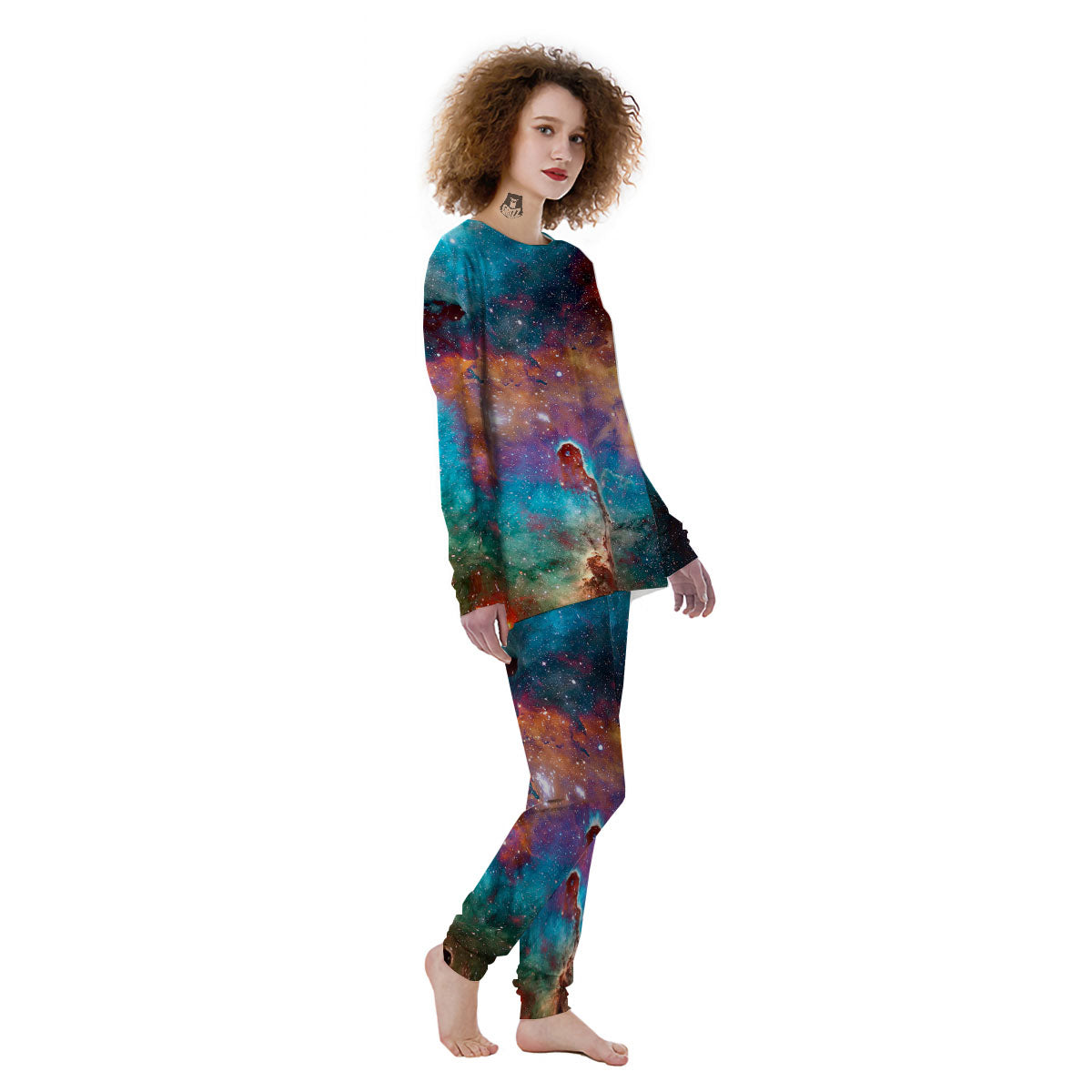 Fiery Universe Nebula Galaxy Space Print Women's Pajamas-grizzshop