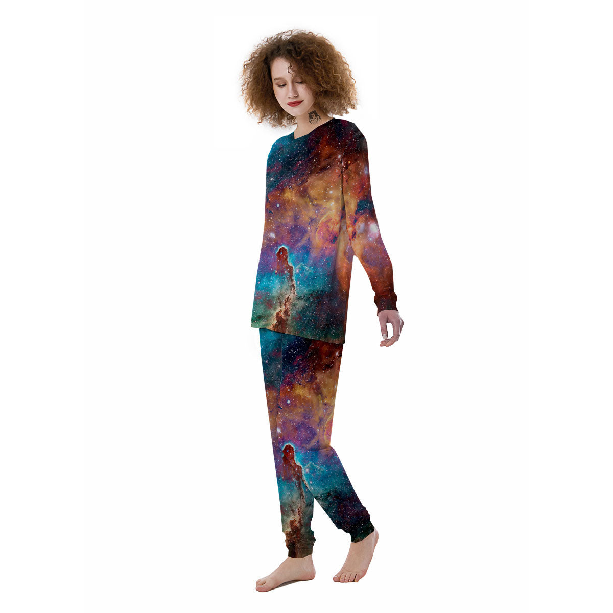 Fiery Universe Nebula Galaxy Space Print Women's Pajamas-grizzshop