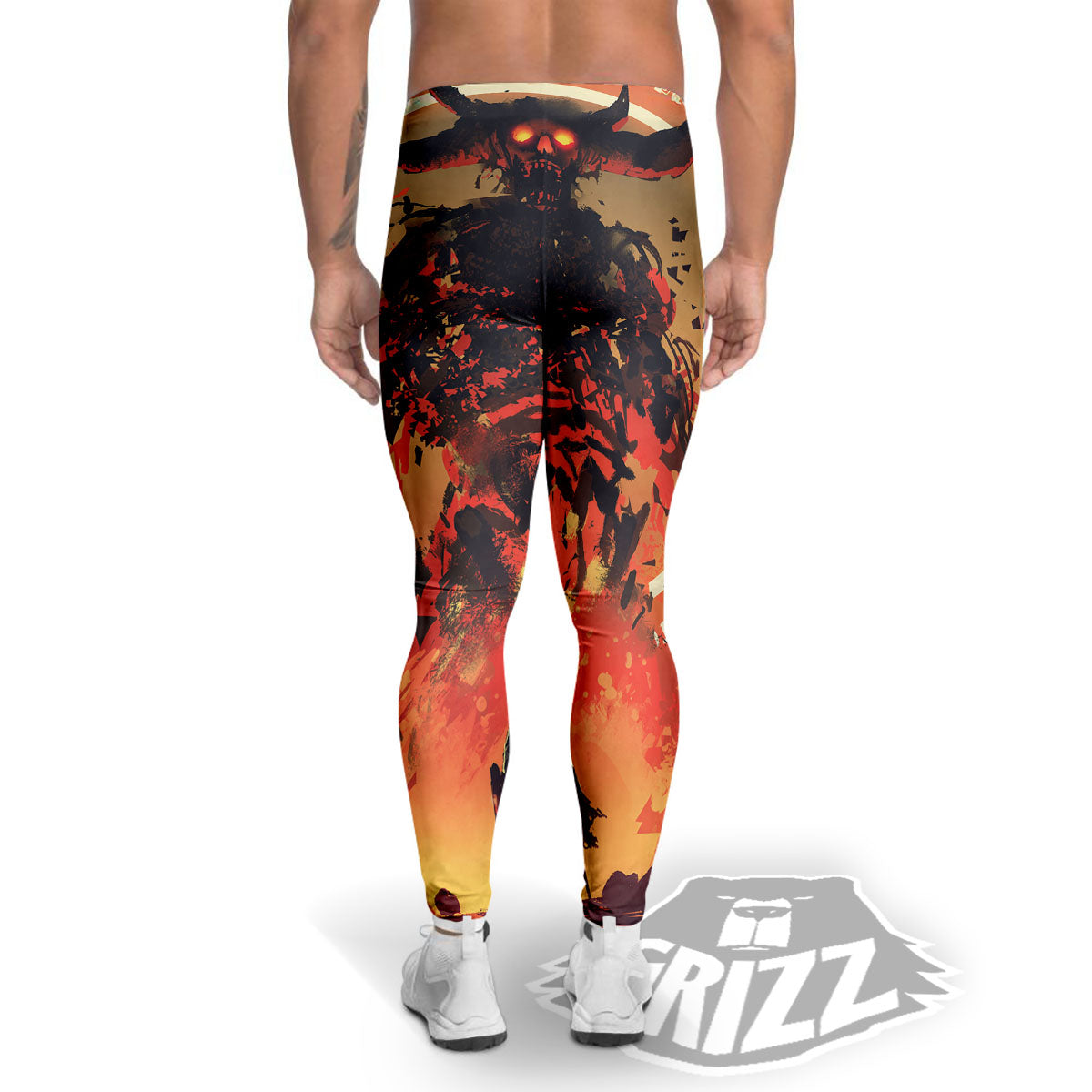 Fight With Demon Print Men's Leggings-grizzshop
