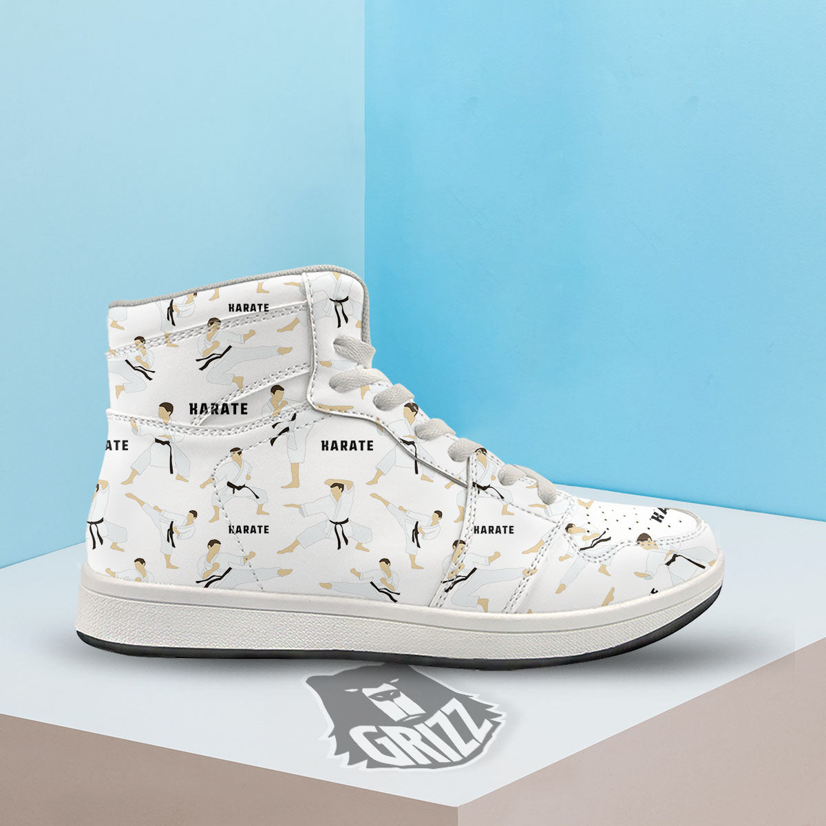 Fighter Karate Print Pattern High Top Sneakers-grizzshop