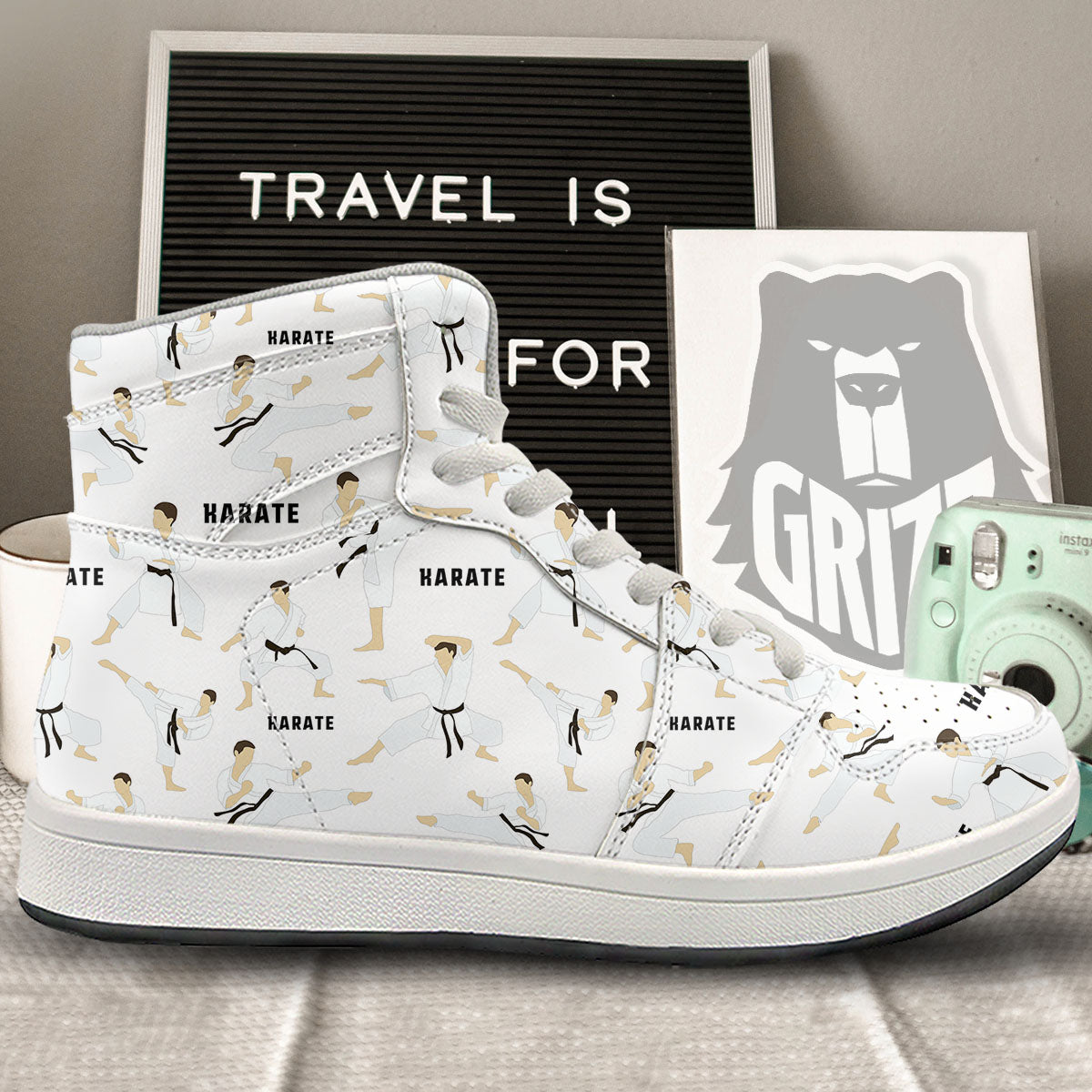 Fighter Karate Print Pattern High Top Sneakers-grizzshop