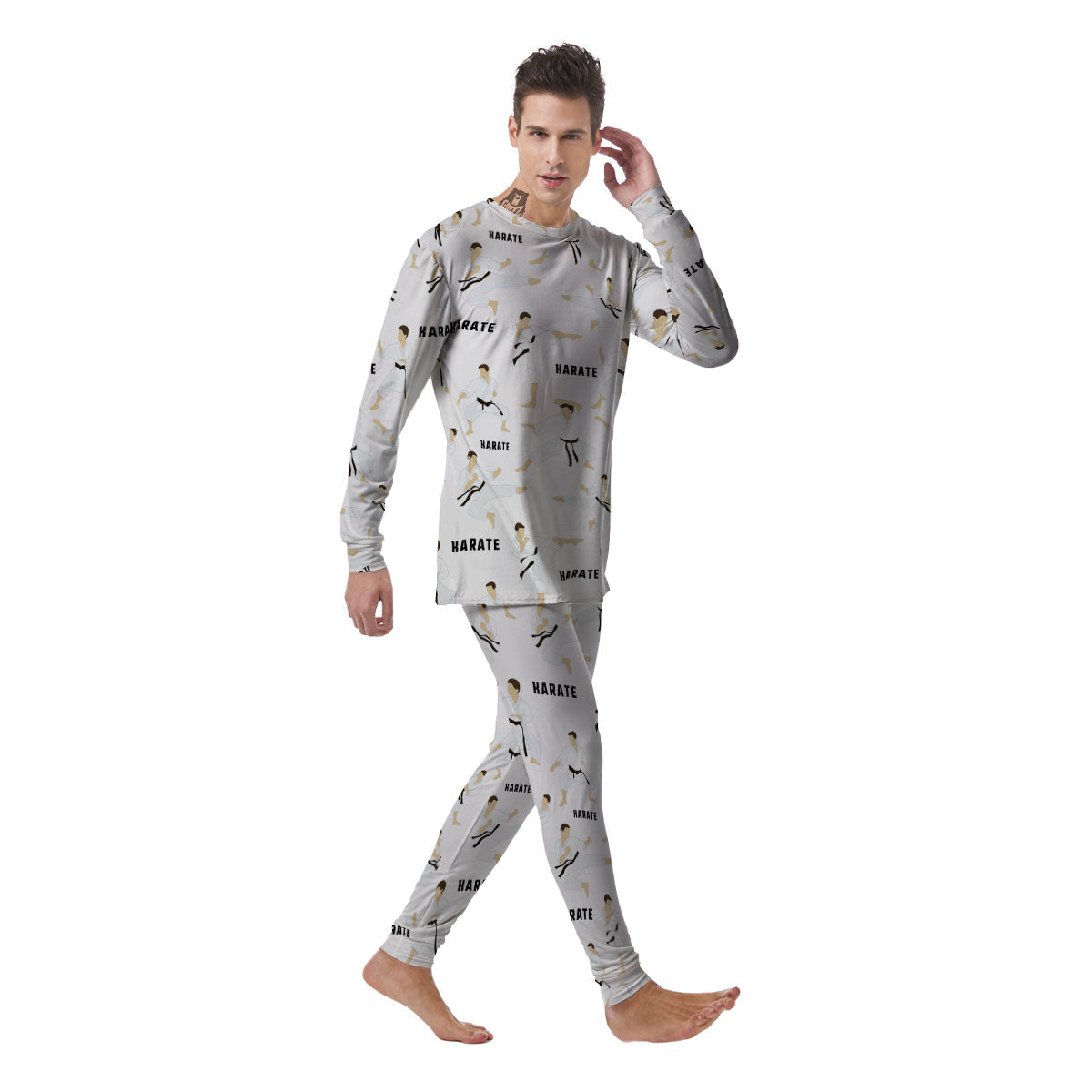 Fighter Karate Print Pattern Men's Pajamas-grizzshop
