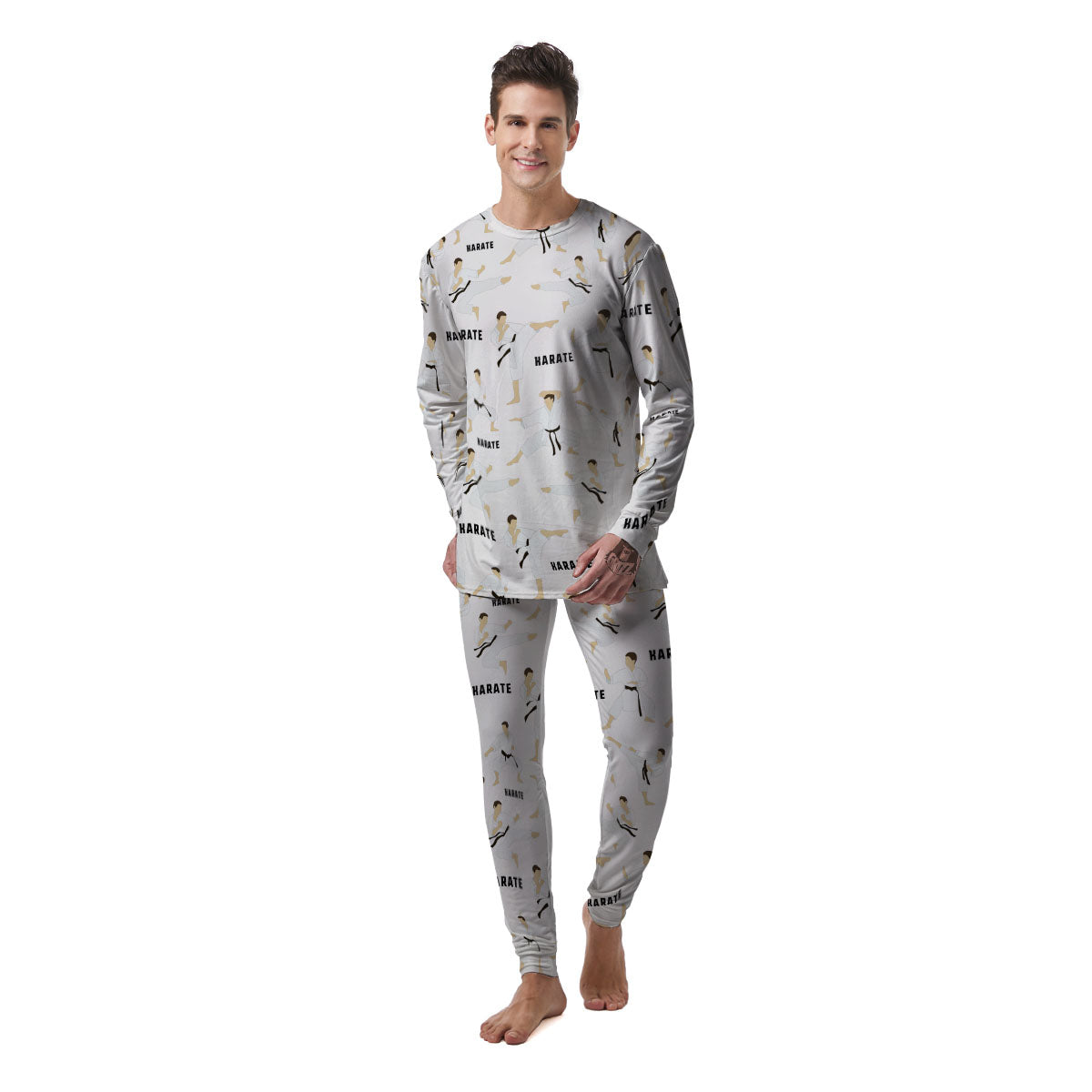 Fighter Karate Print Pattern Men's Pajamas-grizzshop