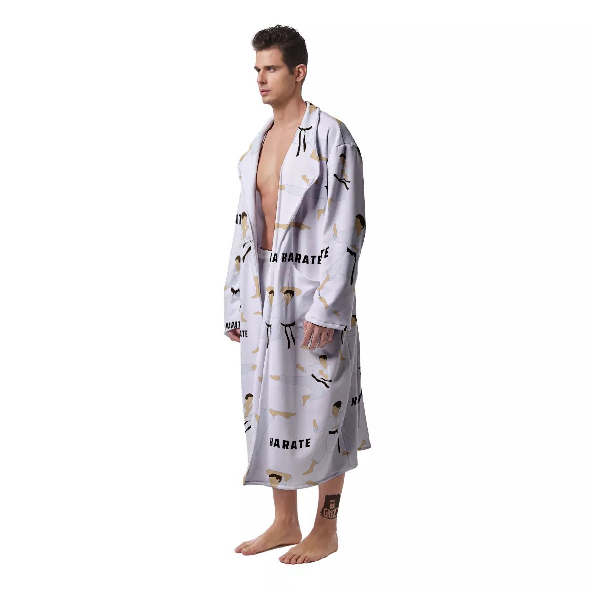 Fighter Karate Print Pattern Men's Robe-grizzshop