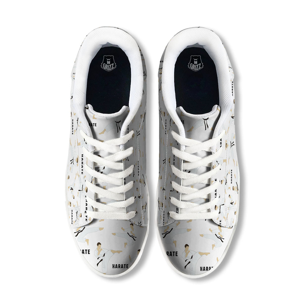 Fighter Karate Print Pattern White Low Top Sneakers-grizzshop