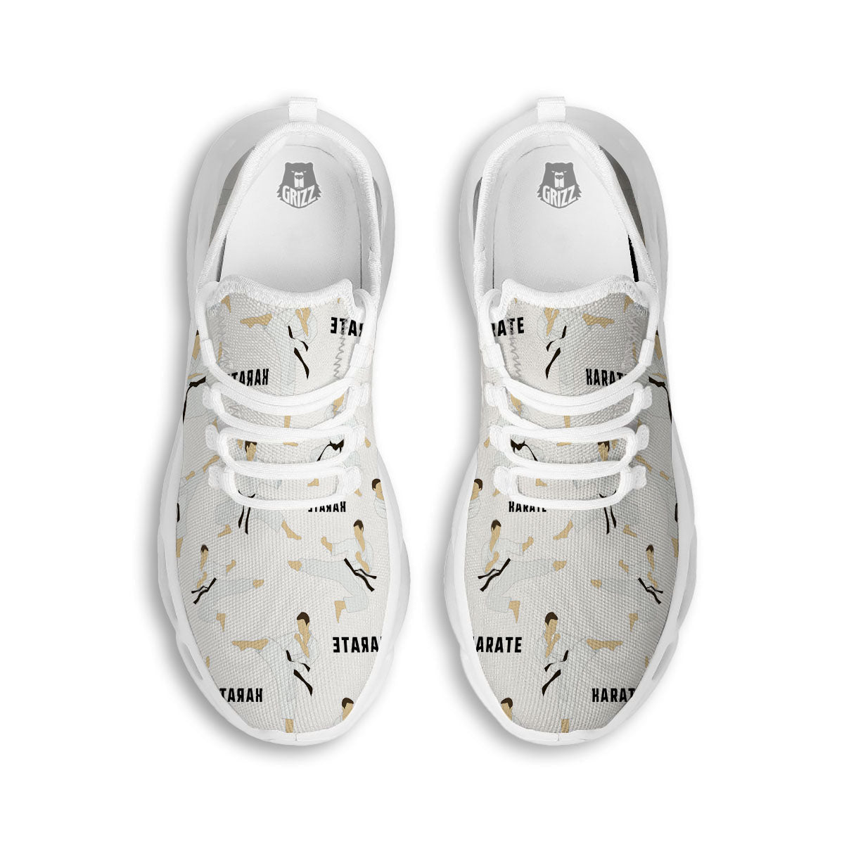 Fighter Karate Print Pattern White Running Shoes-grizzshop