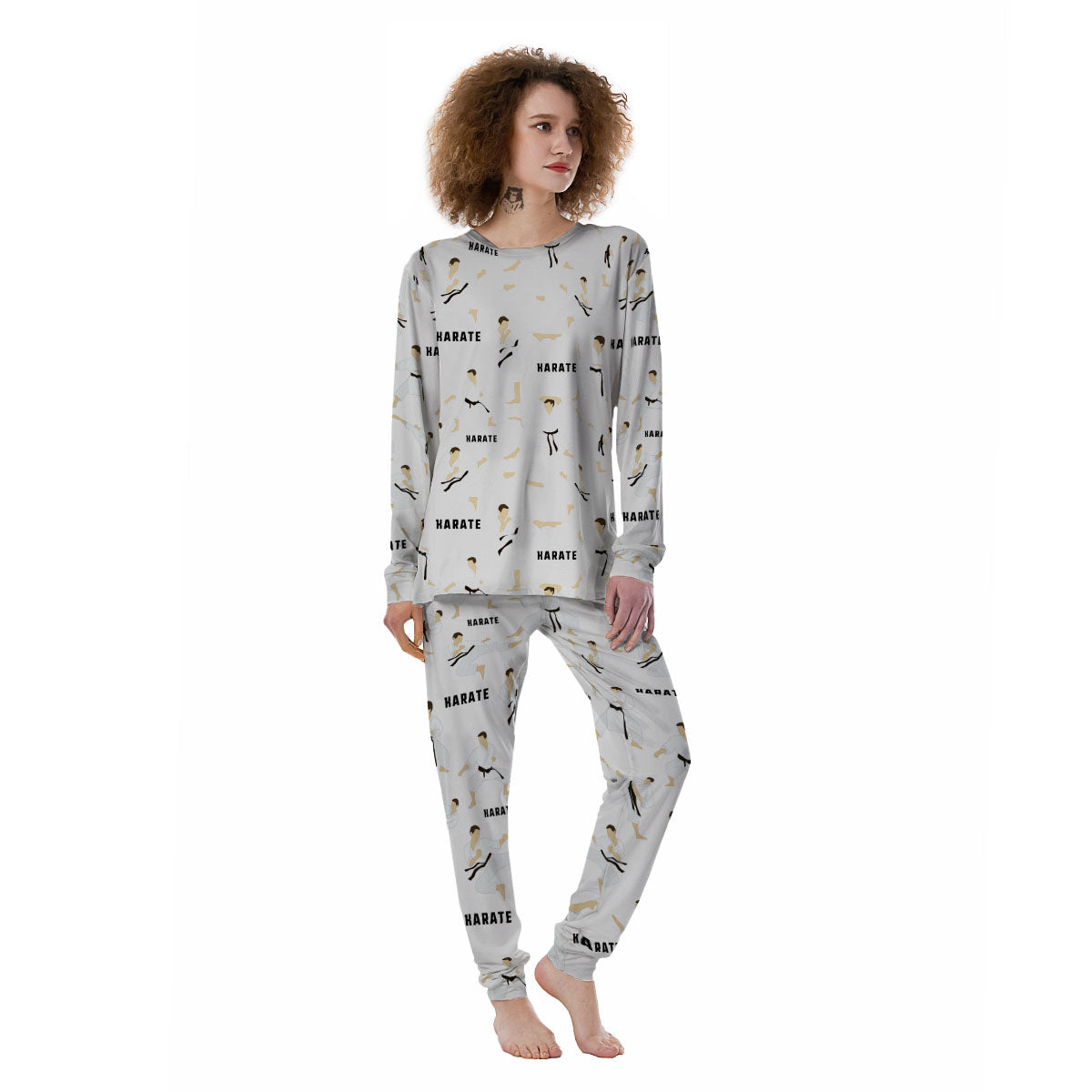 Fighter Karate Print Pattern Women's Pajamas-grizzshop