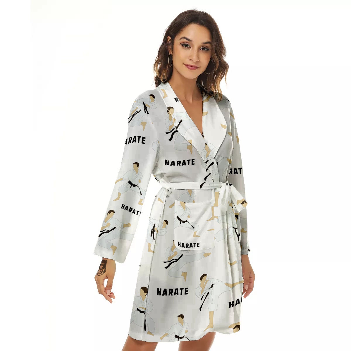 Fighter Karate Print Pattern Women's Robe-grizzshop