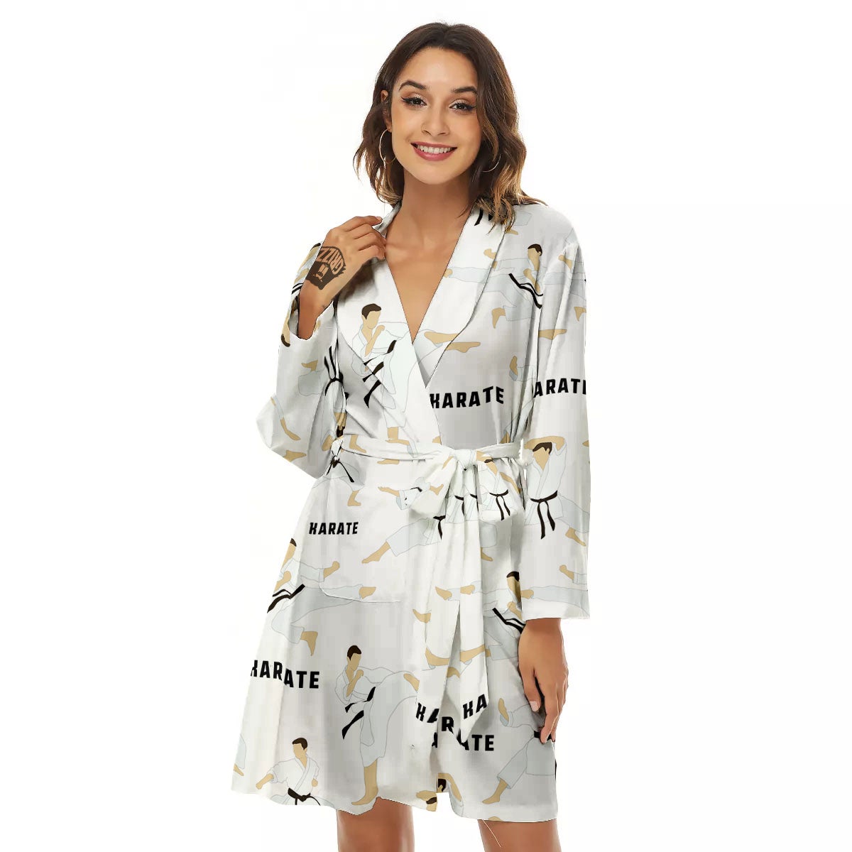 Fighter Karate Print Pattern Women's Robe-grizzshop