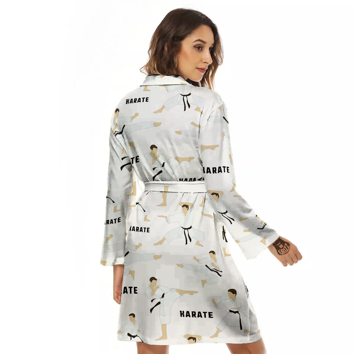 Fighter Karate Print Pattern Women's Robe-grizzshop