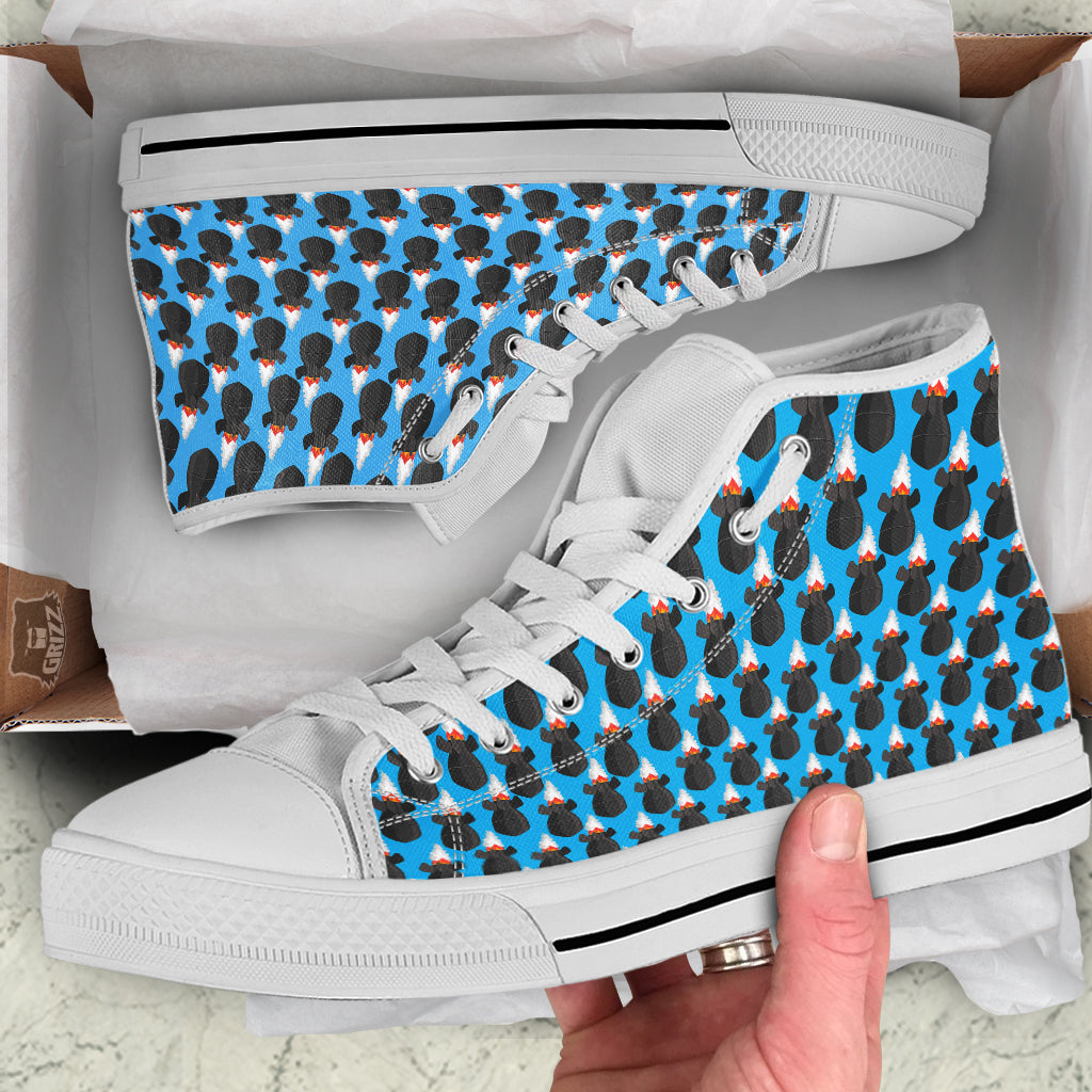 Fighting Rocket Air Bomb Print Pattern White High Top Shoes-grizzshop