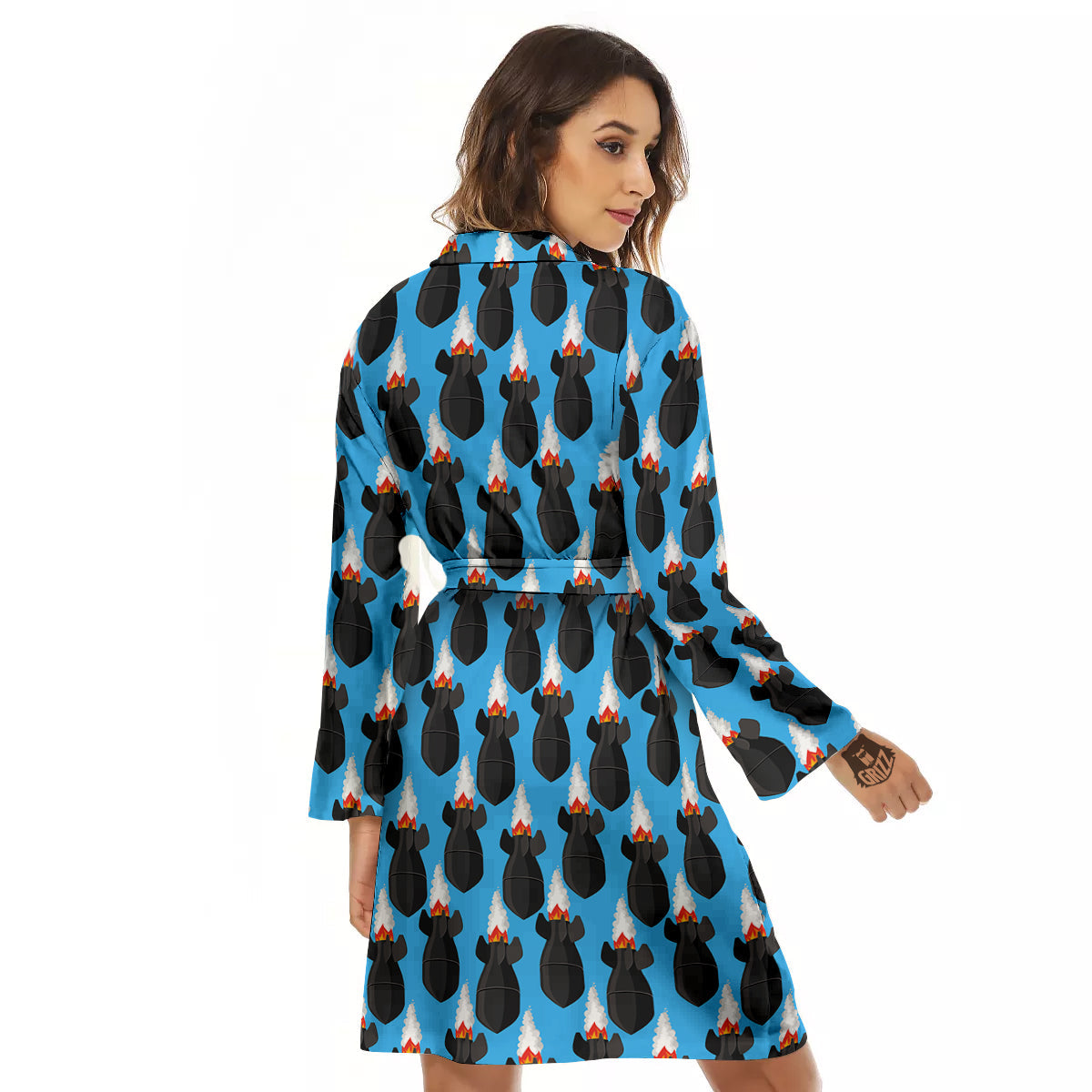 Fighting Rocket Air Bomb Print Pattern Women's Robe-grizzshop