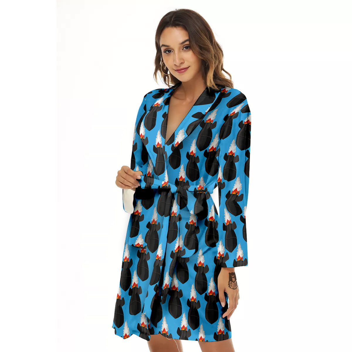 Fighting Rocket Air Bomb Print Pattern Women's Robe-grizzshop