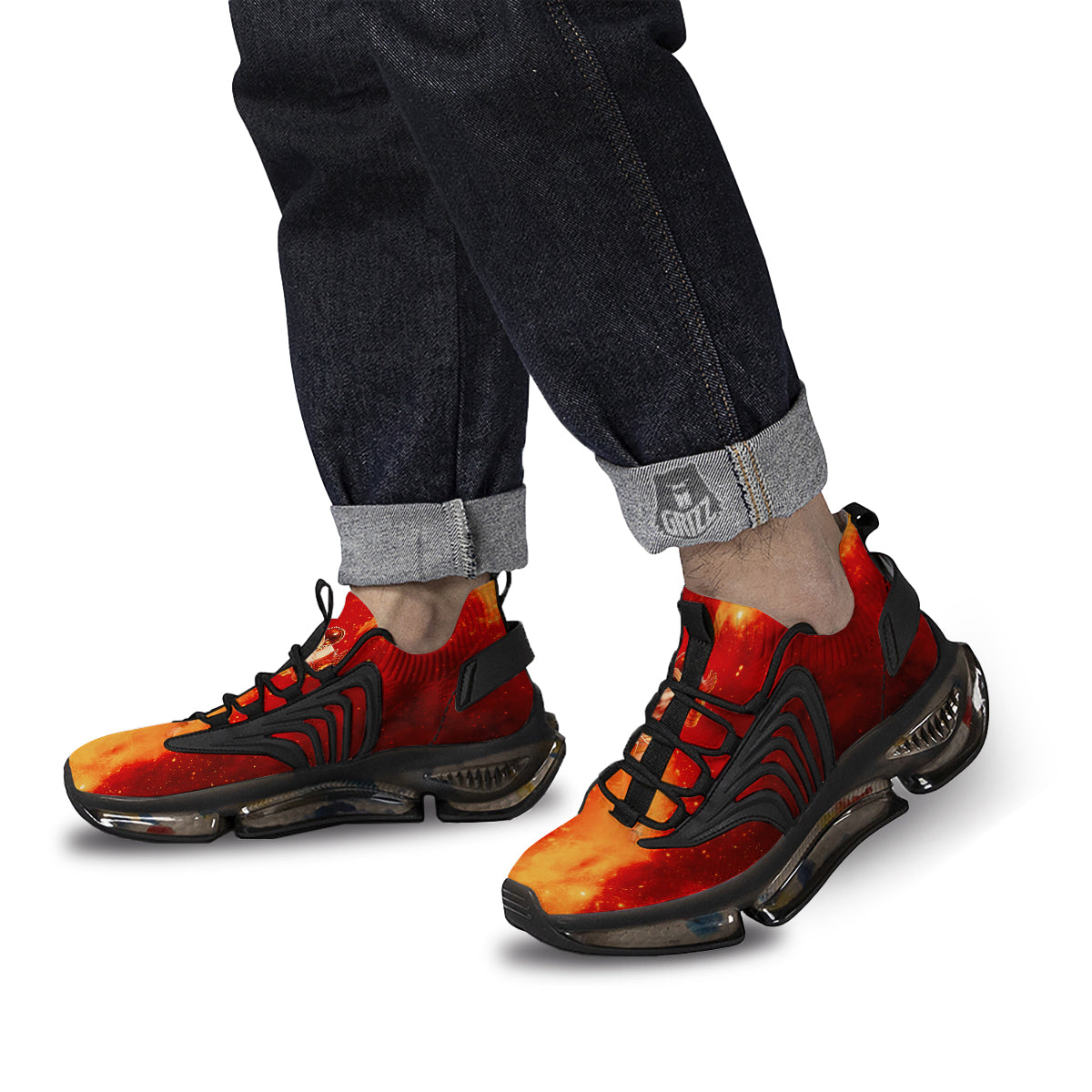 Fire Astronaut Print Black Gym Shoes-grizzshop